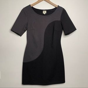 Anthropology Weston Wear Ying Yang Black Grey Sheath Short Sleeve Dress